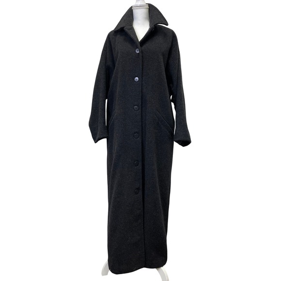 Eileen Fisher Jackets & Blazers - Vintage Eileen Fisher Charcoal Gray 100% Wool Long Duster Coat Large 90s